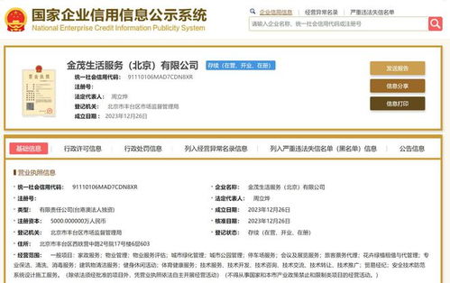 金茂服務在北京設立新子公司，布局互聯網域名注冊服務